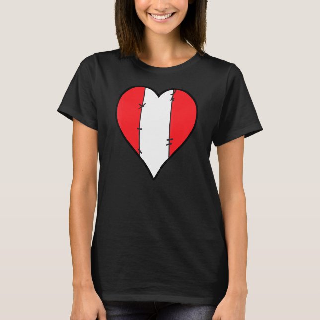 Peru Herz Peruaner Flagge T-Shirt (Vorderseite)