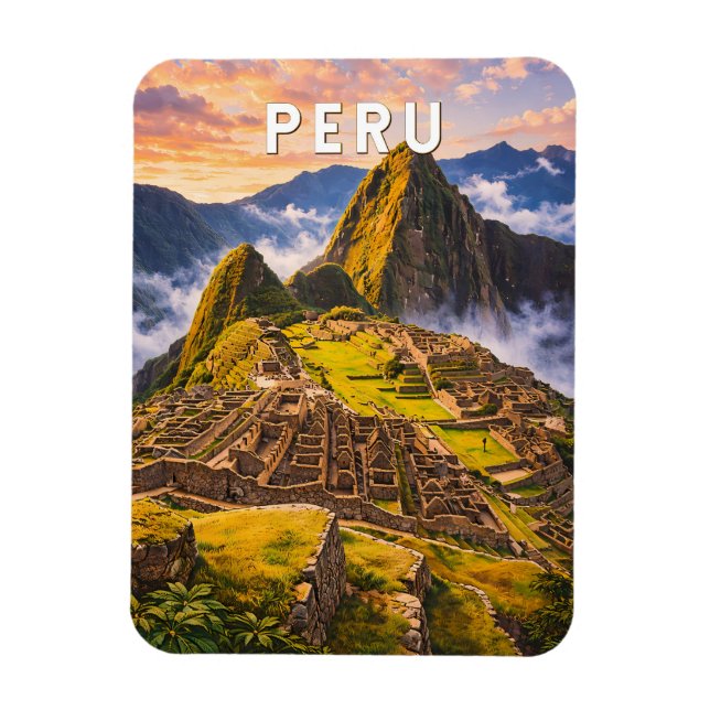 Peru Illustration Reise Kunst Vintage Magnet (Vertikal)