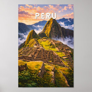 Peru Illustration Reise Kunst Vintage Poster