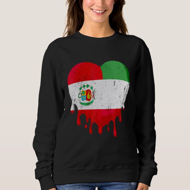 Peru Italy Flag Heart Citizen Drinking Grown Patri Sweatshirt (Vorderseite)