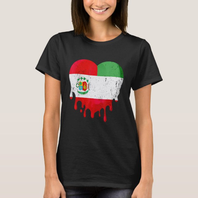 Peru Italy Flag Heart Citizen Drinking Grown Patri T-Shirt (Vorderseite)