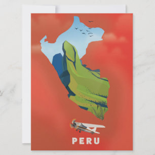 Peru-Karte Illustriertes Reiseplakat Einladung