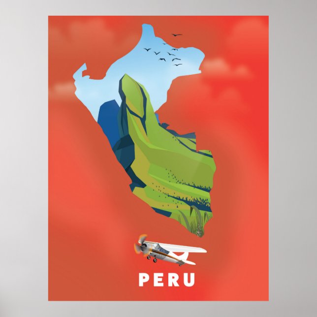 Peru-Karte Illustriertes Reiseplakat Poster (Vorne)