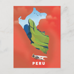 Peru-Karte Illustriertes Reiseplakat Postkarte