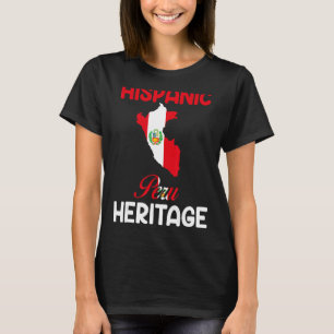 Peru Karte Peru Flagge Hispanic Heritage Latin Mon T-Shirt