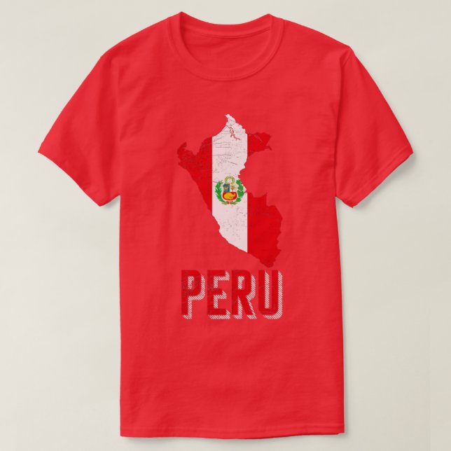 Peru Karte Peruanischer Flagge T-Shirt (Design vorne)
