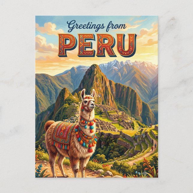 Peru Lama Postkarte (Vorderseite)