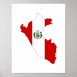 Peru-Landesflaggeform-Kartensymbol Poster
