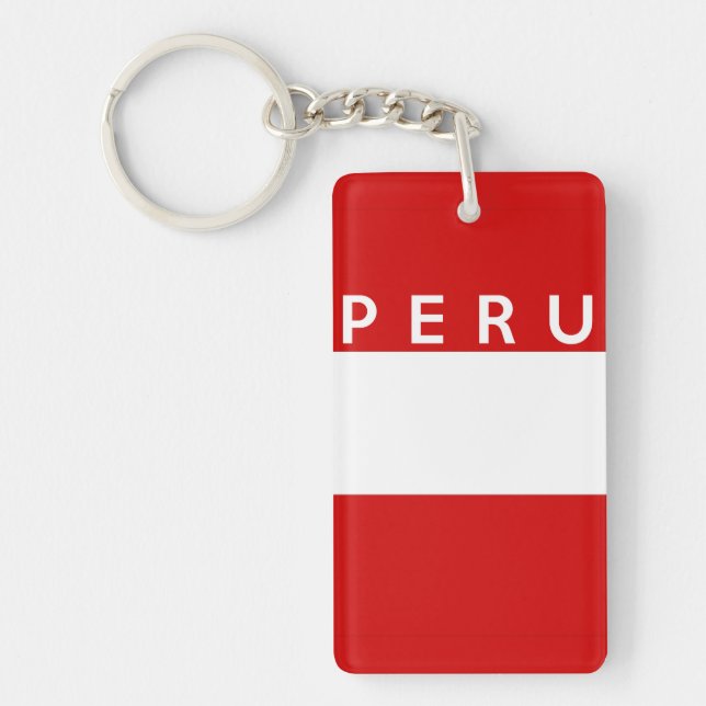 Peru-Landesflaggesymbol-Namentext Schlüsselanhänger (Vorderseite)