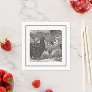 Peru Llama Alpaca Schwarz-Weiß-Tierart Serviette