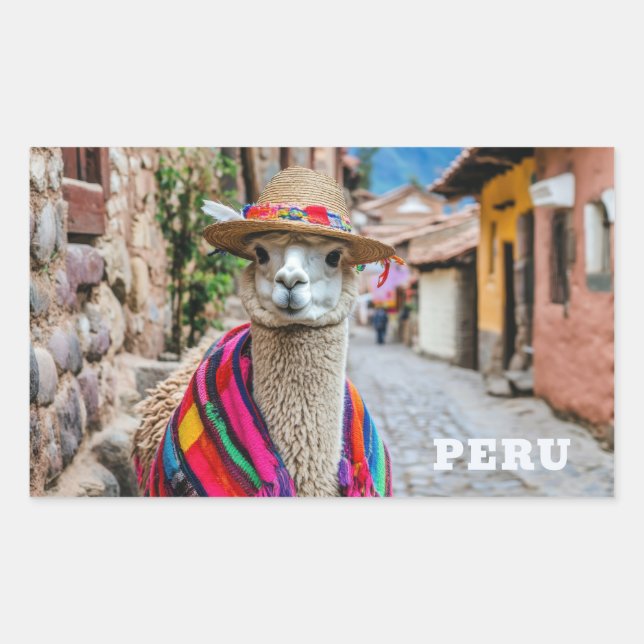 Peru Llama Rechteckiger Aufkleber (Vorderseite)