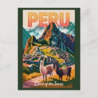 Peru Machu Picchu Illustration Reise Kunst Vintage