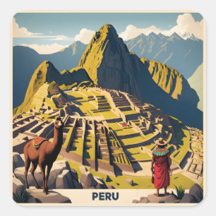 Peru Machu Picchu Quadratischer Aufkleber
