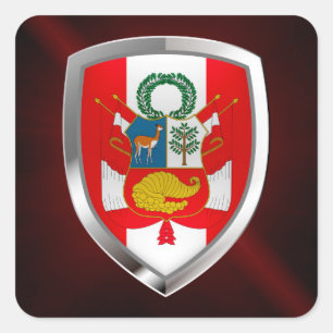 Peru Metallic Emblem Quadratischer Aufkleber