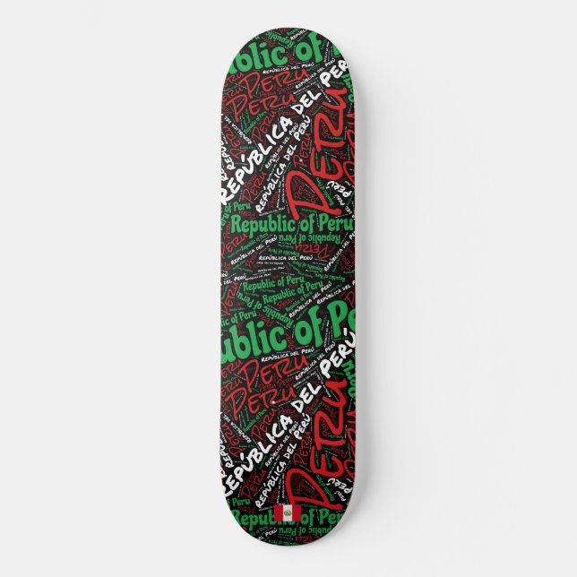 Peru National Pride Wordcloud Skateboard (Vorderseite)