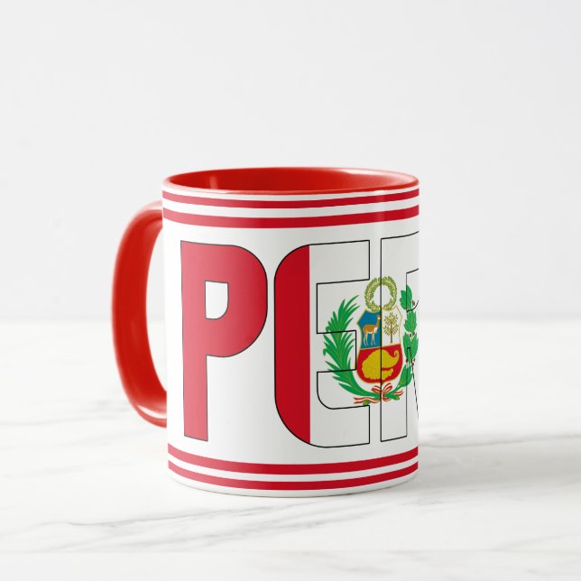 Peru Nationalflagge Patriotischer Kaffee Tasse (Vorderseite Links)