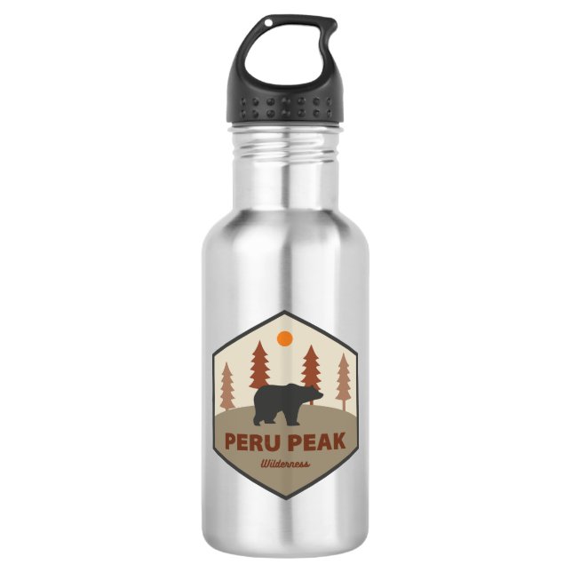 Peru Peak Wilderness Vermont Bär Edelstahlflasche (Vorderseite)