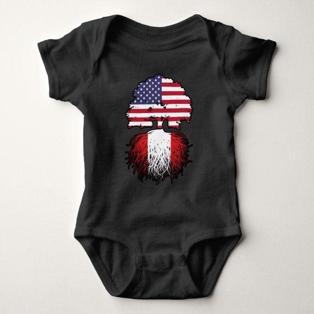 Peru Peru American USA Tree Roots Flag Baby Strampler (Vorderseite)