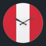 Peru (Peruanische Flagge) Große Wanduhr<br><div class="desc">Anpassbare World Flag Produkte - Bitte fühlen Sie sich frei,  Ihren eigenen Text hinzuzufügen.</div>