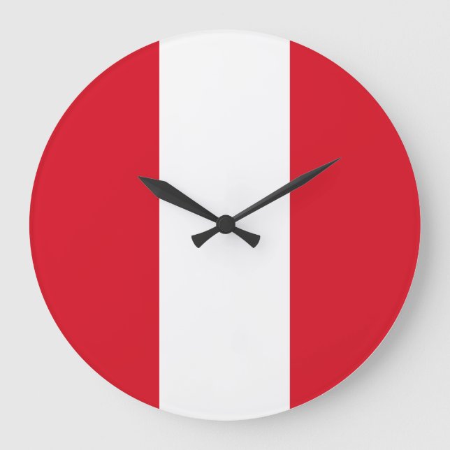 Peru (Peruanische Flagge) Große Wanduhr (Vorderseite)