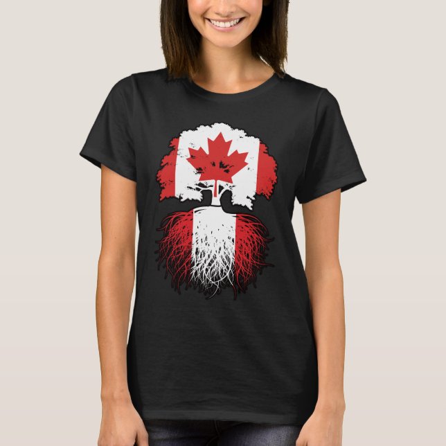 Peru Peruanische kanadische Tree-Roots-Flagge T-Shirt (Vorderseite)