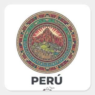 PERU QUADRATISCHER AUFKLEBER