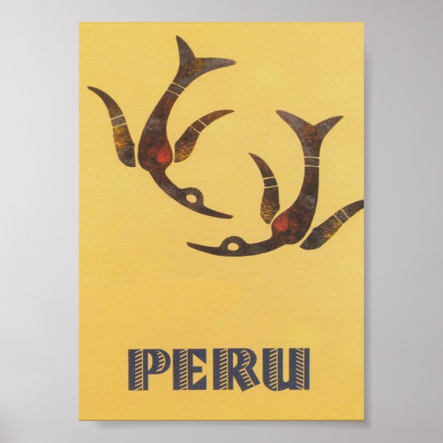 Peru Retro Vintage Travel Poster (Vorne)