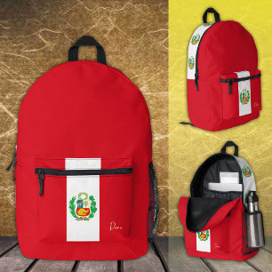 Peru, Roter Rucksack, peruanische Flagge / patriot Bedruckter Rucksack