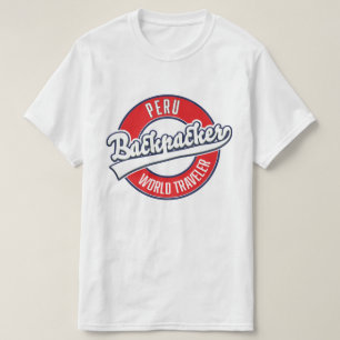 Peru-Rucksacktourist Welt Reisender Logo. T-Shirt