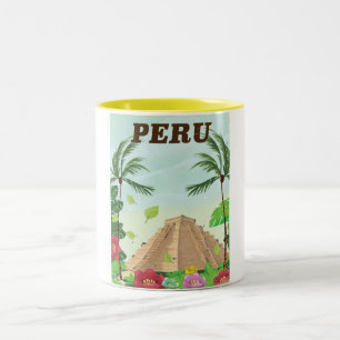 Peru Südamerika Vintage-Cartoon-Reiseposter Zweifarbige Tasse