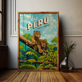 Peru Südamerika Vintage Travel Poster Jaguar