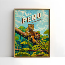 Peru Südamerika Vintage Travel Poster Jaguar