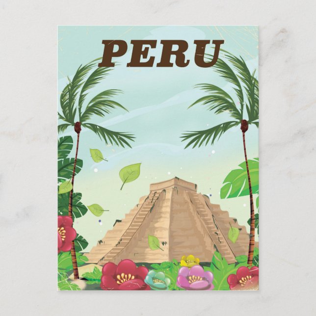 Peru Südamerika Vintager Cartoon Reiseplakat Postkarte (Vorderseite)