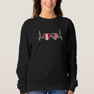 Peru Usa Heartbeat Liebe Roots Peruanischer Amerik Sweatshirt