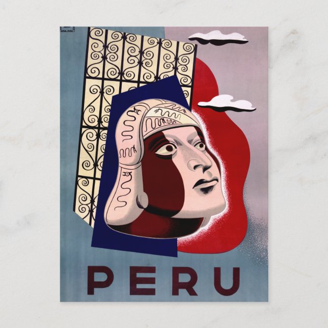 Peru Vintage Travel Poster wiederhergestellt Postkarte (Vorderseite)