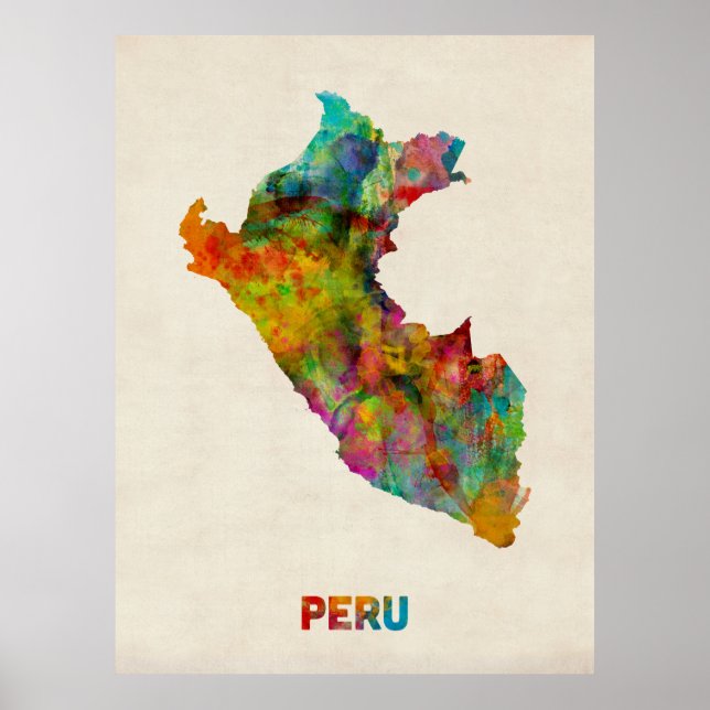 Peru Watercolor Karte Poster (Vorne)