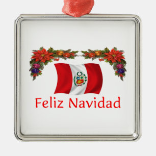 Peru-Weihnachten Silbernes Ornament