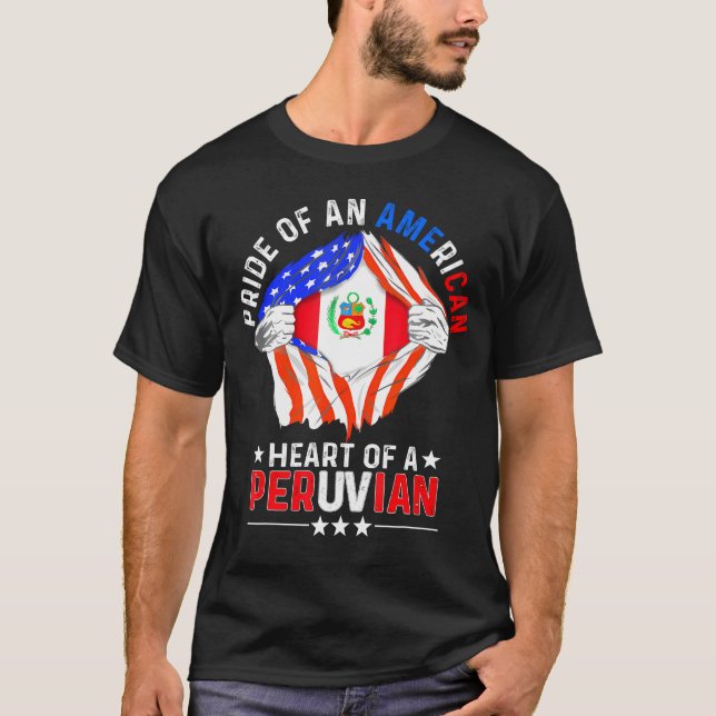 Peruanische Amerikaner stolz auf Auslandsland Pe T-Shirt (Vorderseite)