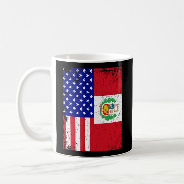 Peruanische Amerikanerin Halbe Peru Halbe Flagge S Kaffeetasse (Links)