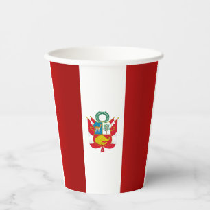Peruanische Fahnenwappenkuppel Pappbecher