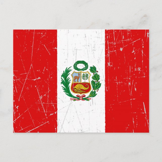 Peruanische Flagge mit Scuffe und Scratched Postkarte (Vorderseite)