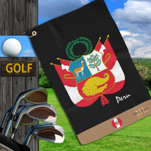 Peruanische Flagge & Peru, mit Monogramm / Golftü Golfhandtuch