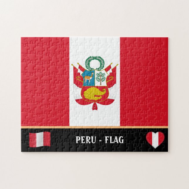 Peruanische Flagge & peruanisches Land / Peru Jigs Puzzle (Horizontal)