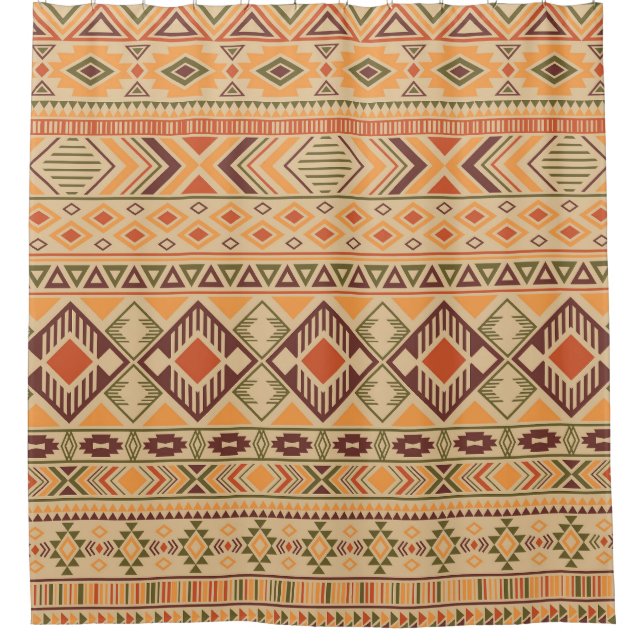 Peruanische Inder: Tribal Geometric Seamless Duschvorhang (Vorderseite)