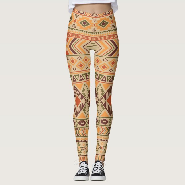Peruanische Inder: Tribal Geometric Seamless Leggings (Vorderseite)