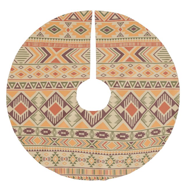 Peruanische Inder: Tribal Geometric Seamless Polyester Weihnachtsbaumdecke (Vorderseite)