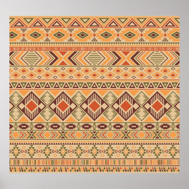 Peruanische Inder: Tribal Geometric Seamless Poster (Vorne)