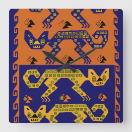 Peruanische Inka Panther Wall Clock - Stammkatzen Quadratische Wanduhr