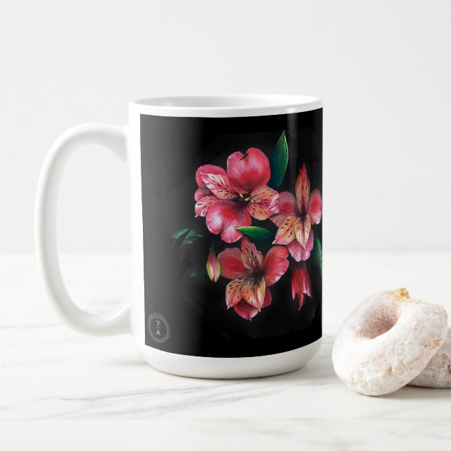 Peruanische Lilie Liebe ist die Antwort Liebestass Kaffeetasse (Mit Donut)