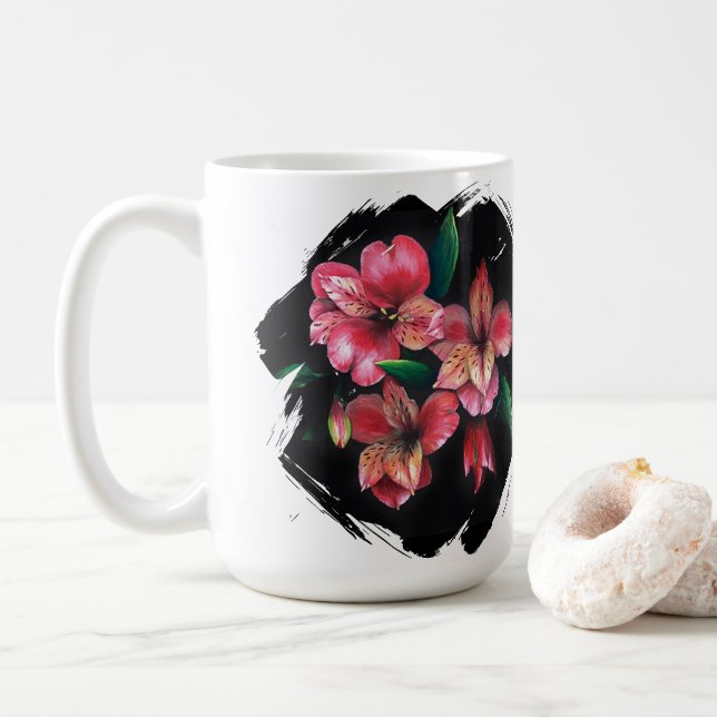 Peruanische Lilie Liebe ist die Antwort Liebestass Kaffeetasse (Mit Donut)